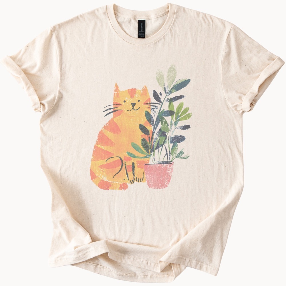 Watercolor Cat Art Boho Tee
